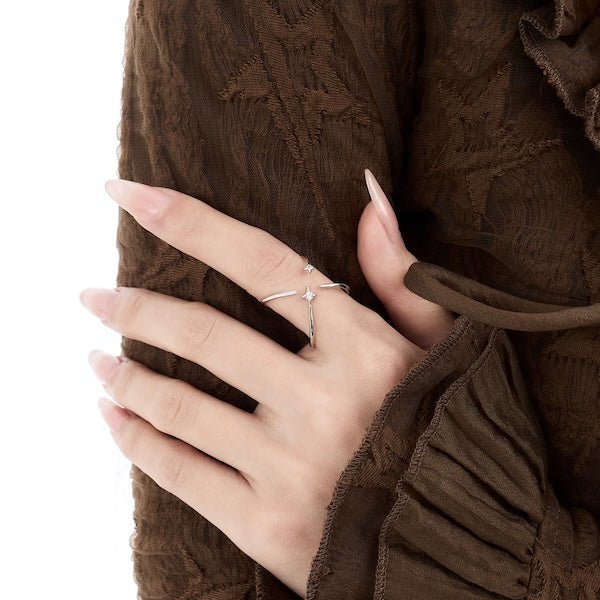 Sterling Silver Star Trace Double Sided Ring