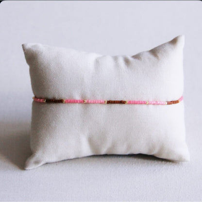 Miyuki bracelet color blocking - pink/cognac/light pink