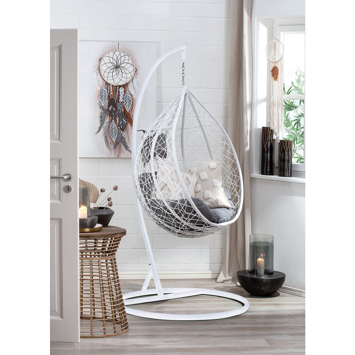 Metal hanging basket "Style" white 3 parts