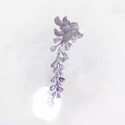 Dazzling Wisteria Flower Tassel Earrings