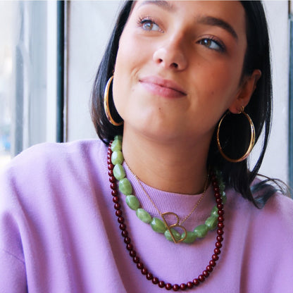 Natural stone bead necklace 'SMALL' - burgundy