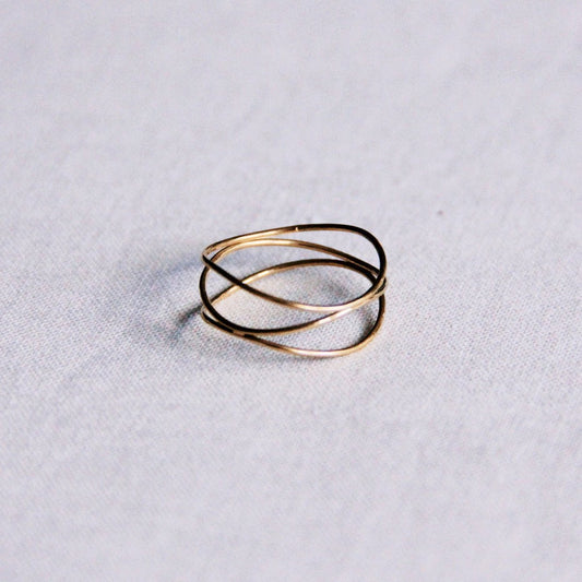 Steel multi-layer ring - gold
