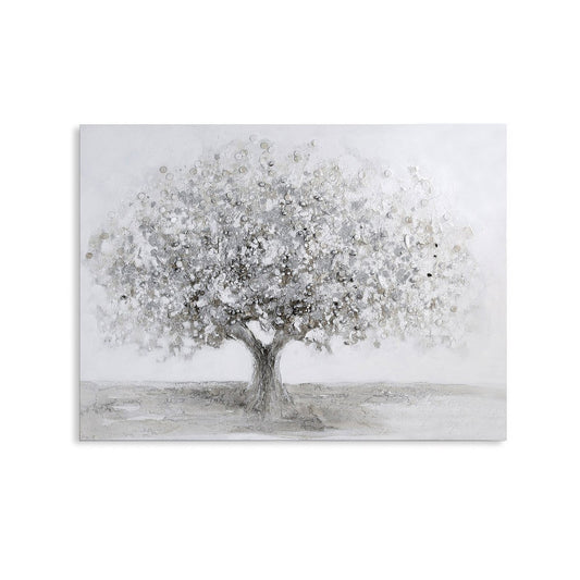 Picture "Big Tree" white/grey/silver 90x70cm