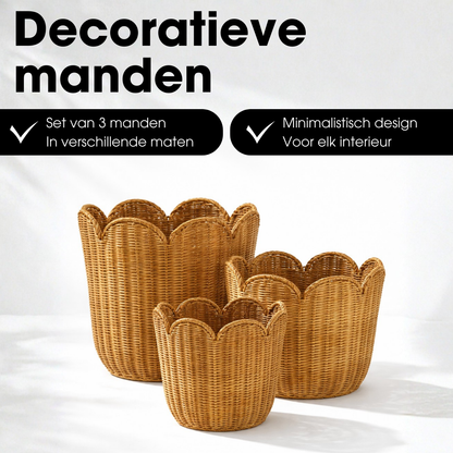 Storage basket set Eleta Light brown