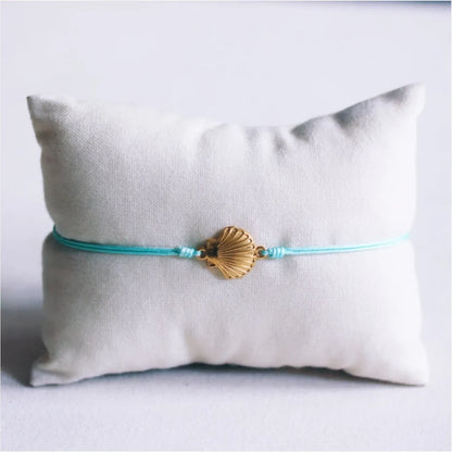Satin bracelet with shell - mint