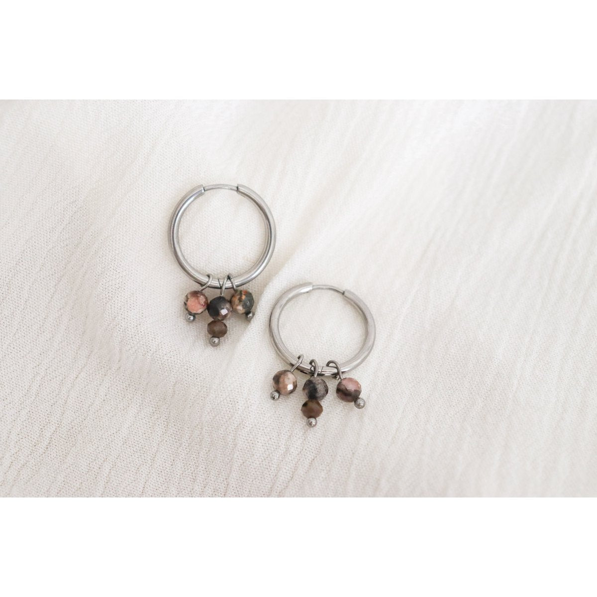 Rhodochrosite & Labradorite Earrings - Silver