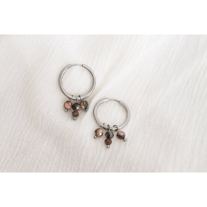 Rhodochrosite & Labradorite Earrings - Silver