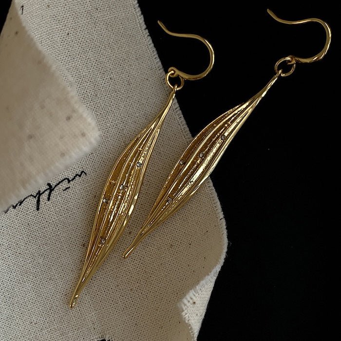 Subtle Dazzling Golden Leaf Earrings