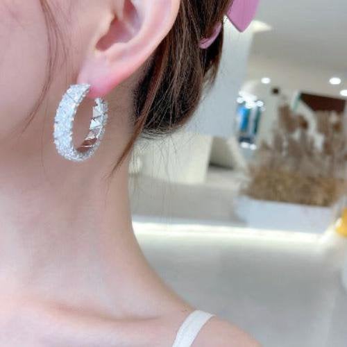 Luxurious Diamond-Look Hoop Earrings