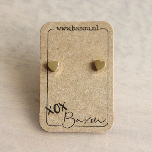 OS430 - Stainless steel ear studs  heart - gold