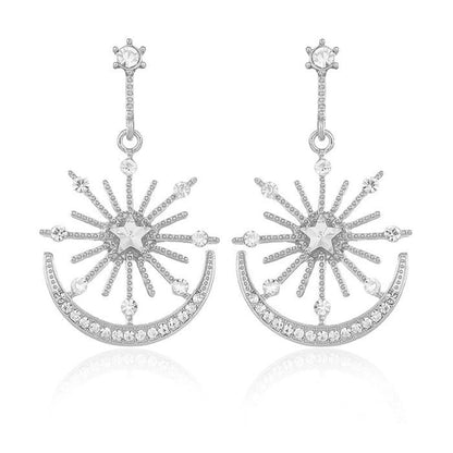 Luxury Star & Moon Statement Drop Earrings