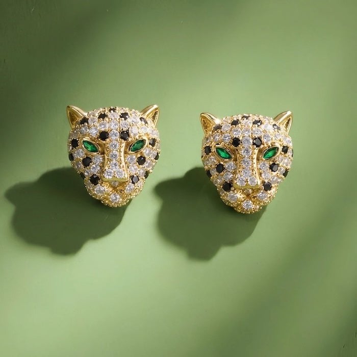 Luxury Leopard Gold Plated Stud Earrings