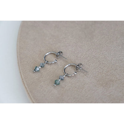 Moss Agate Earrings - Silver