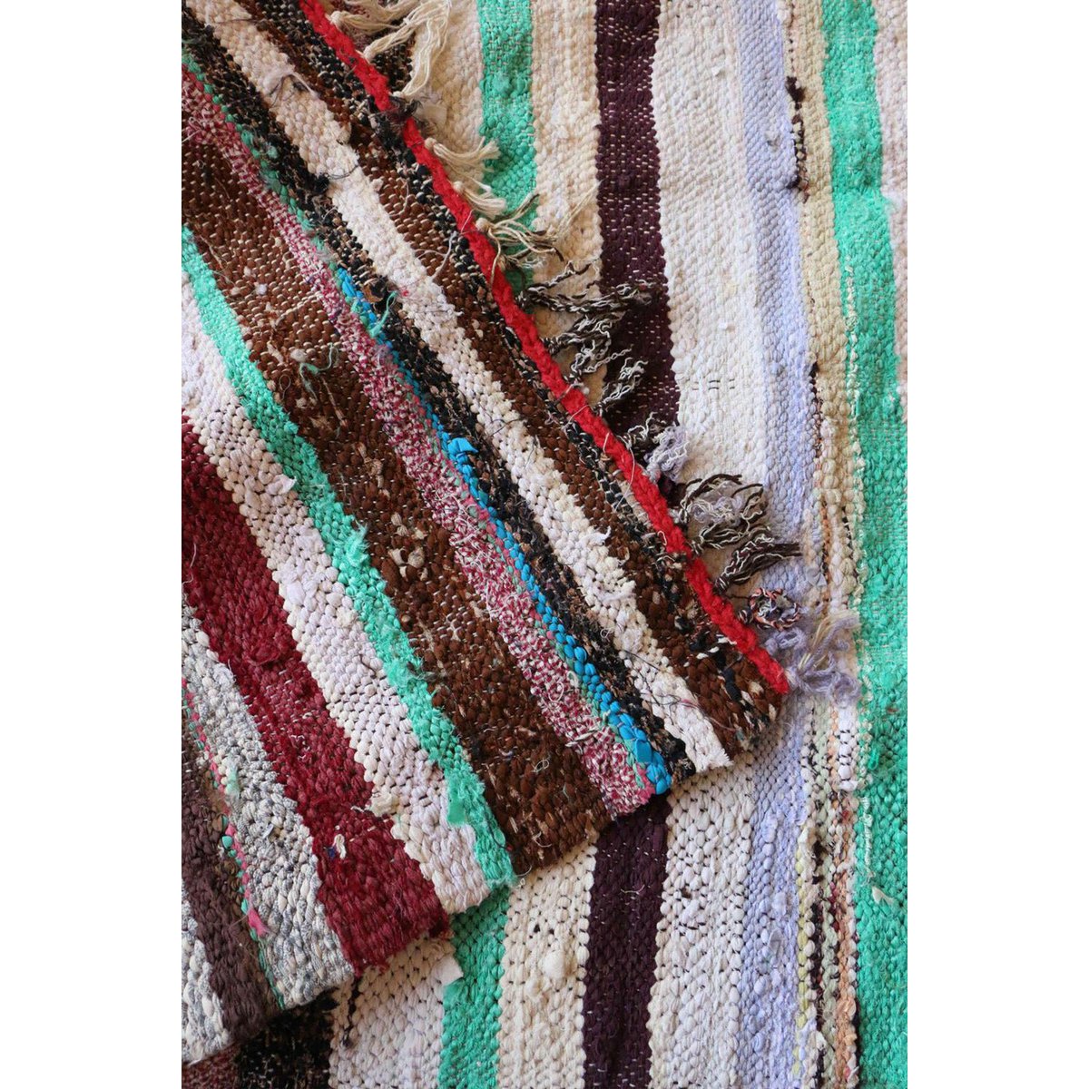 Moroccan Berber rug in recycled textiles 138 x 297 cm