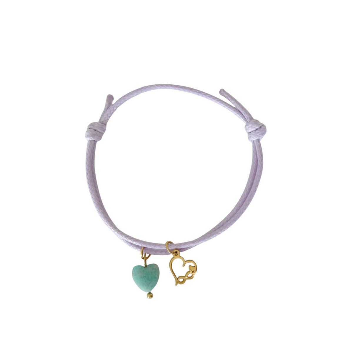 Wax Cord Bracelet Amazonite & Infinity Heart - Gold