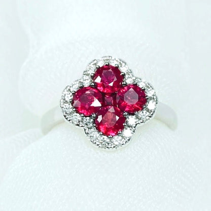 Vivid Ruby Flower Jewelry Set