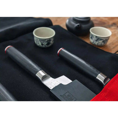 Kitchen Accessories - KOTAI knife roll-up bag - 100% cotton (7 slots for 6 knives and a honing steel)