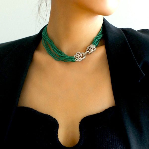 Braided Choker with Cat's Eye Stones - Camille Closure