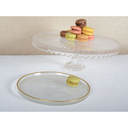MEDIUM GLASS STANDING PIE DISH 32X32X17CM
