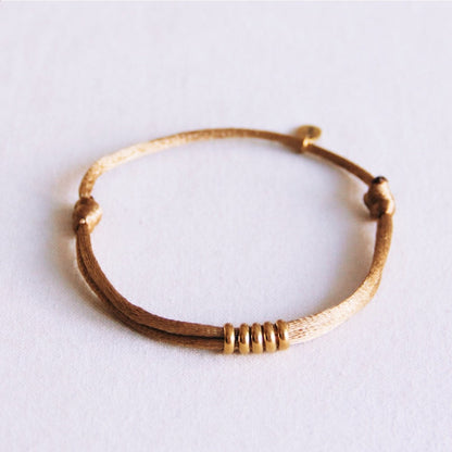Satin bracelet with rings – gold-colored/gold