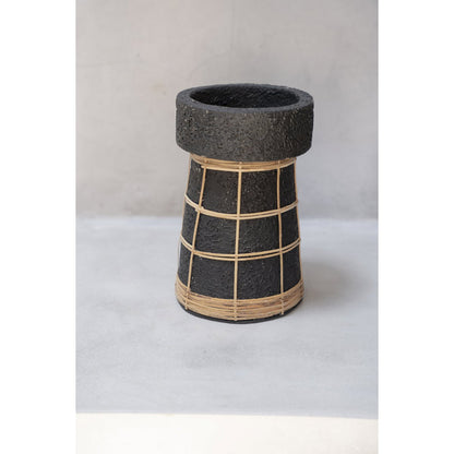 The Serene Candle Holder - Black Natural - L
