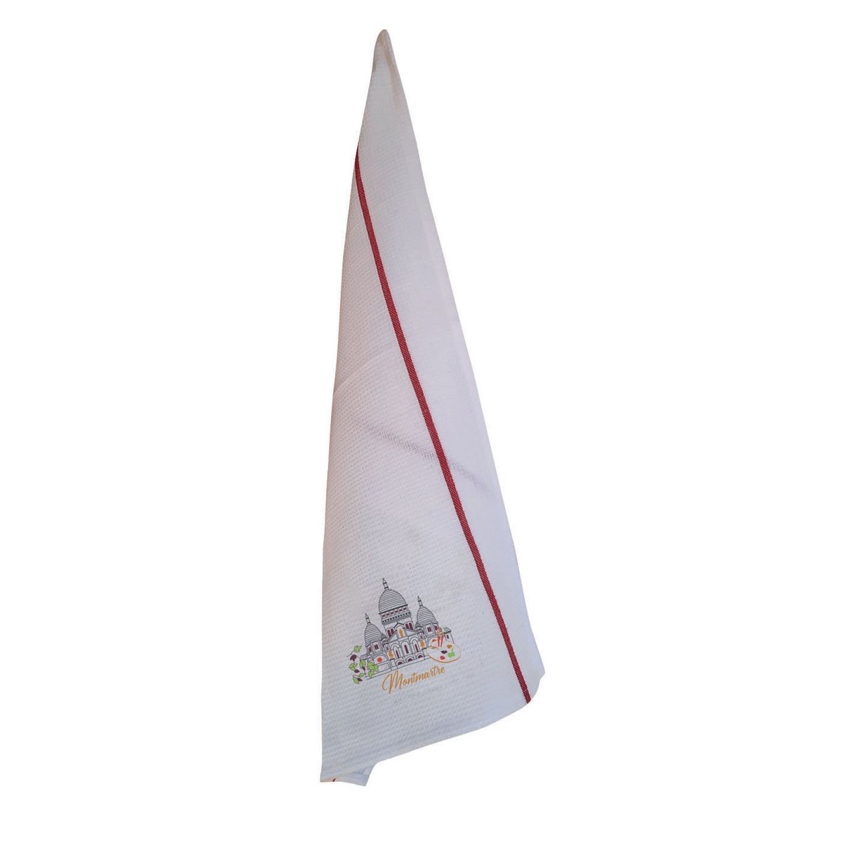 Recycled honeycomb tea towel Montmartre White/red 50 x 70