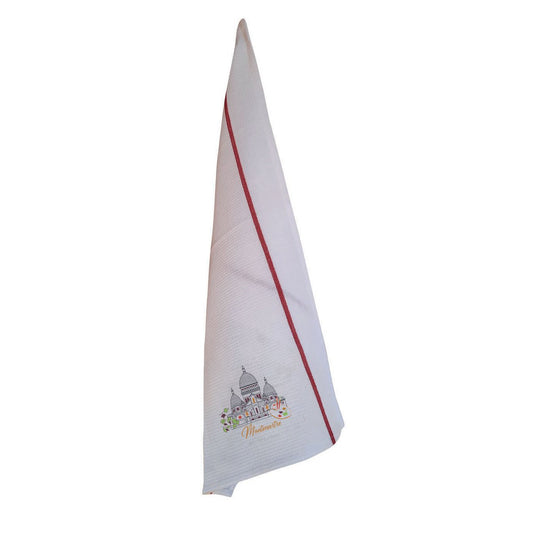 Recycled honeycomb tea towel Montmartre White/red 50 x 70