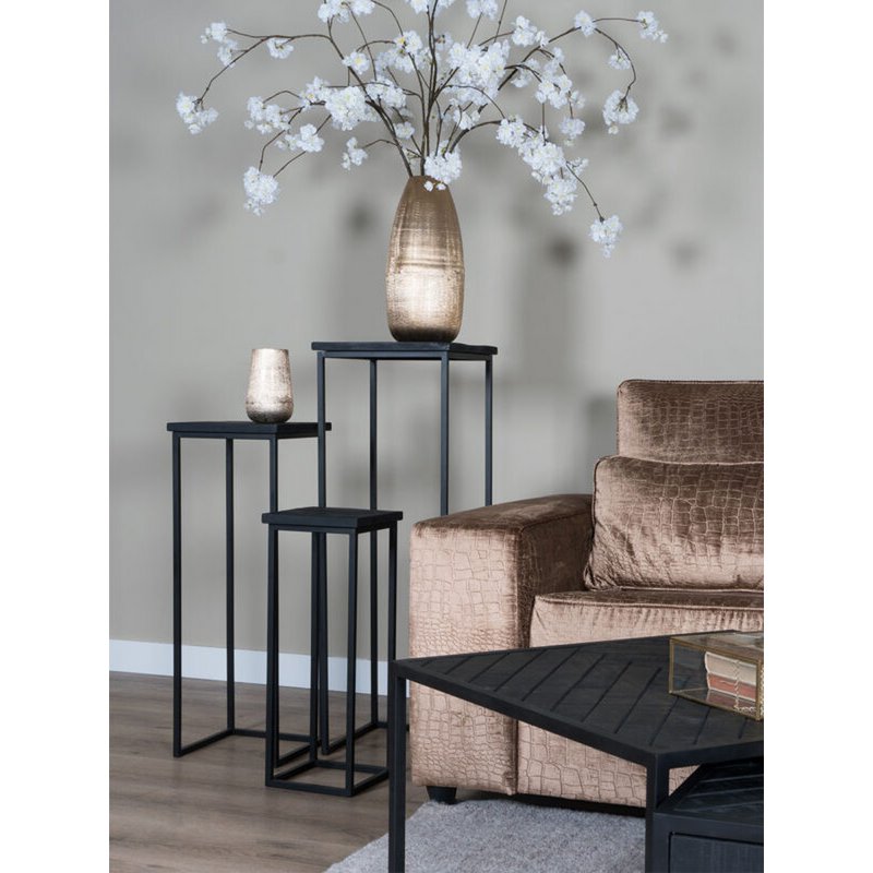 Plant tables Sam Square - Set of 3 - Black Mango wood