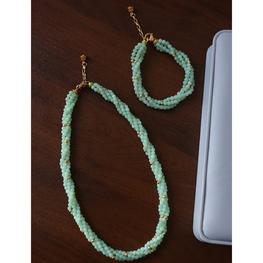 Lucky Jade Braided Necklace & Bracelet Set