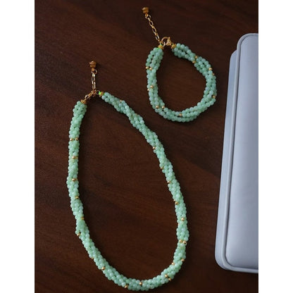 Lucky Jade Braided Necklace & Bracelet Set