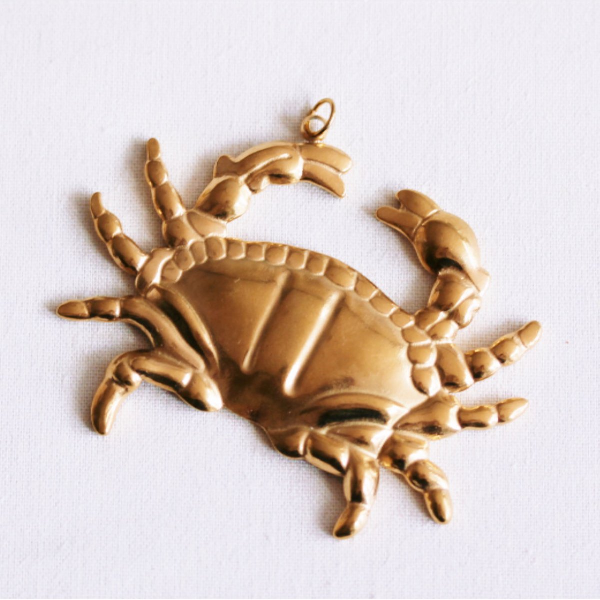 Crab charm - gold (pendant for XL beaded necklace)