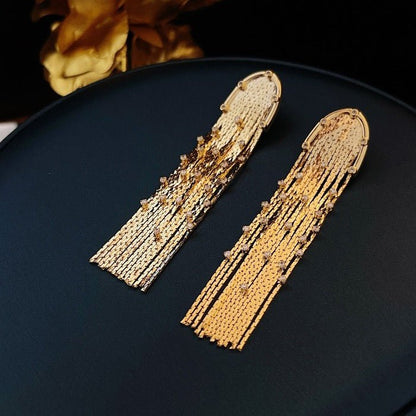 Sparkling Tassels Longline Earrings