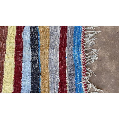 Moroccan Berber rug in recycled textiles 122 x 321 cm