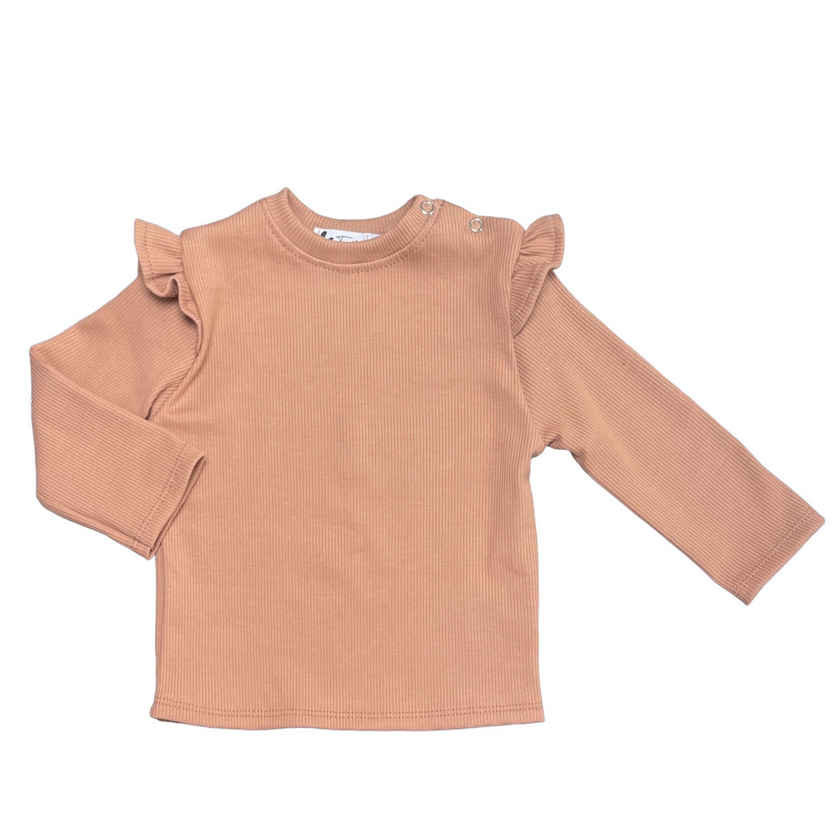 Long sleeve ruffle rib jersey peach