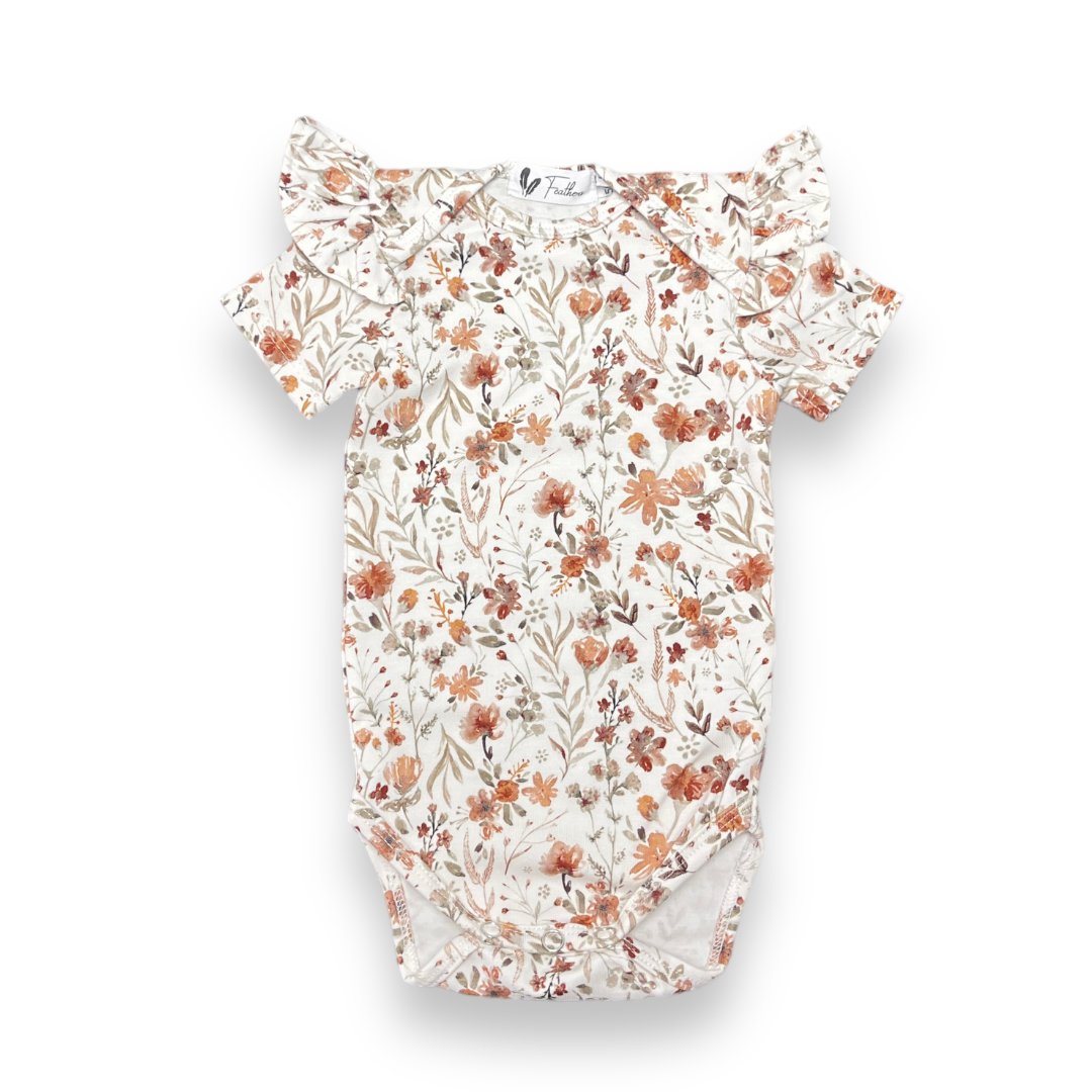 Romper short sleeve ruffle water flower