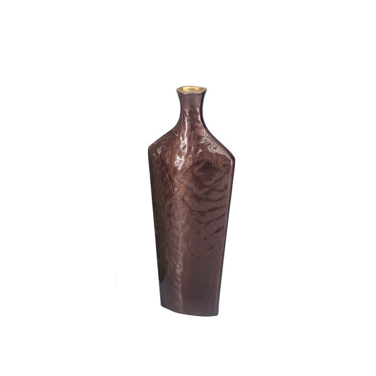 Brown vase in aluminum 17x8x40.5cm