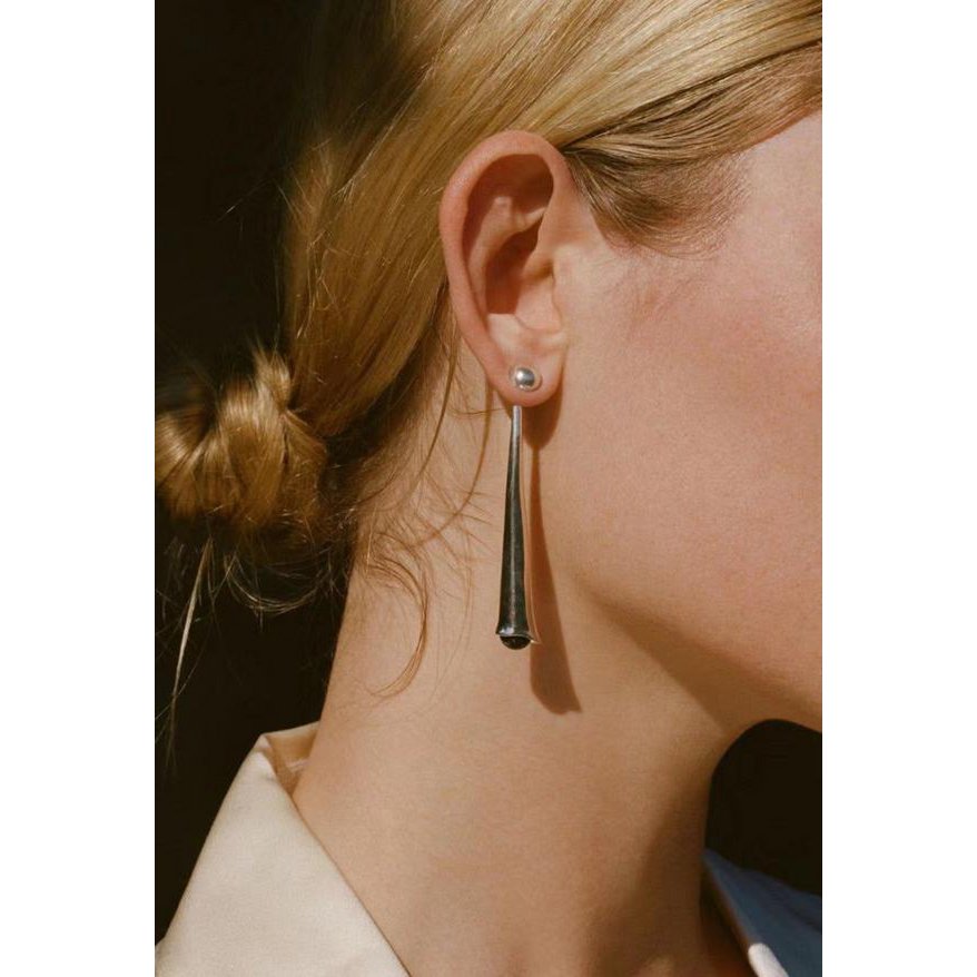 Minimalist Geometric Earrings with Black Onyx