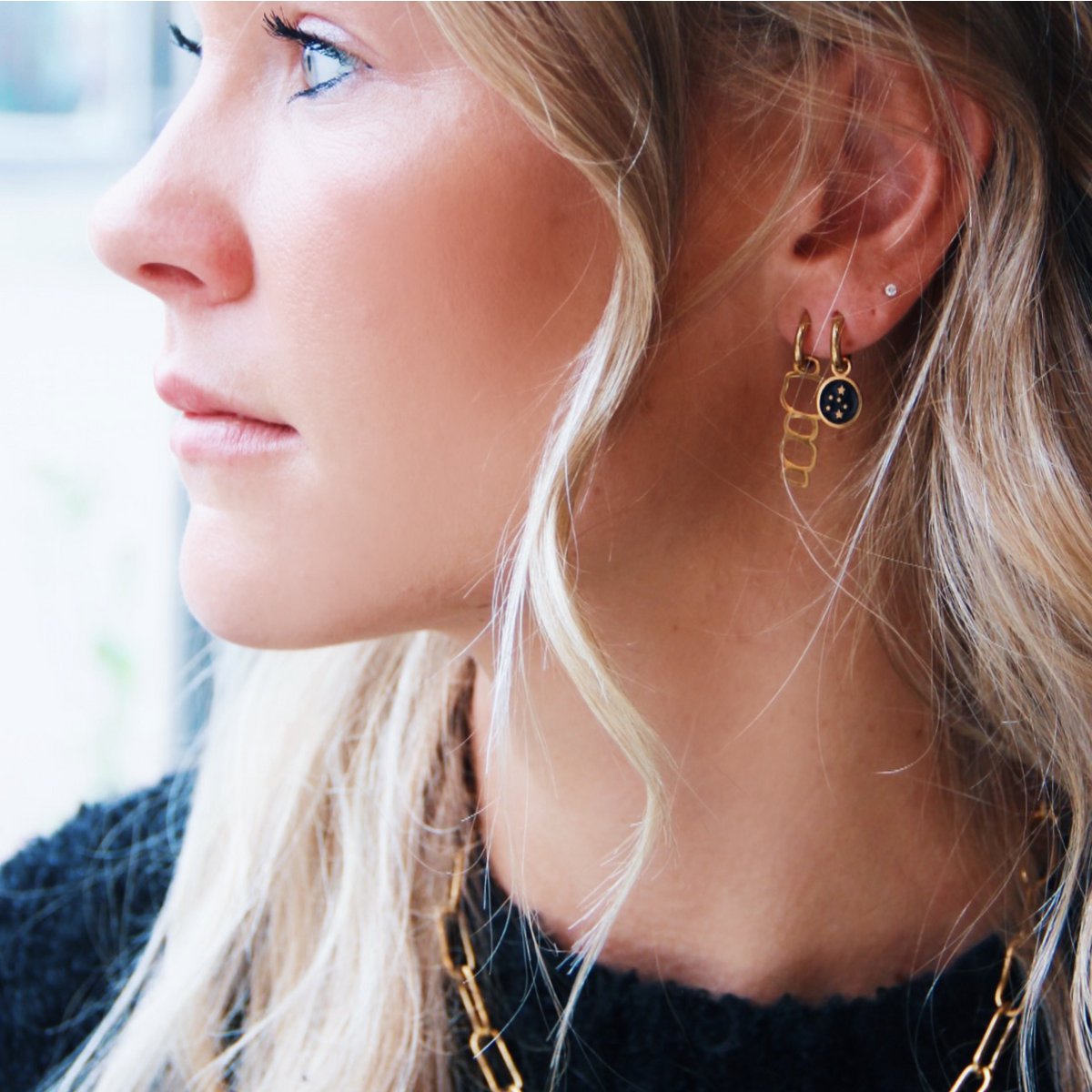 Stainless steel hoop earrings 'squares'