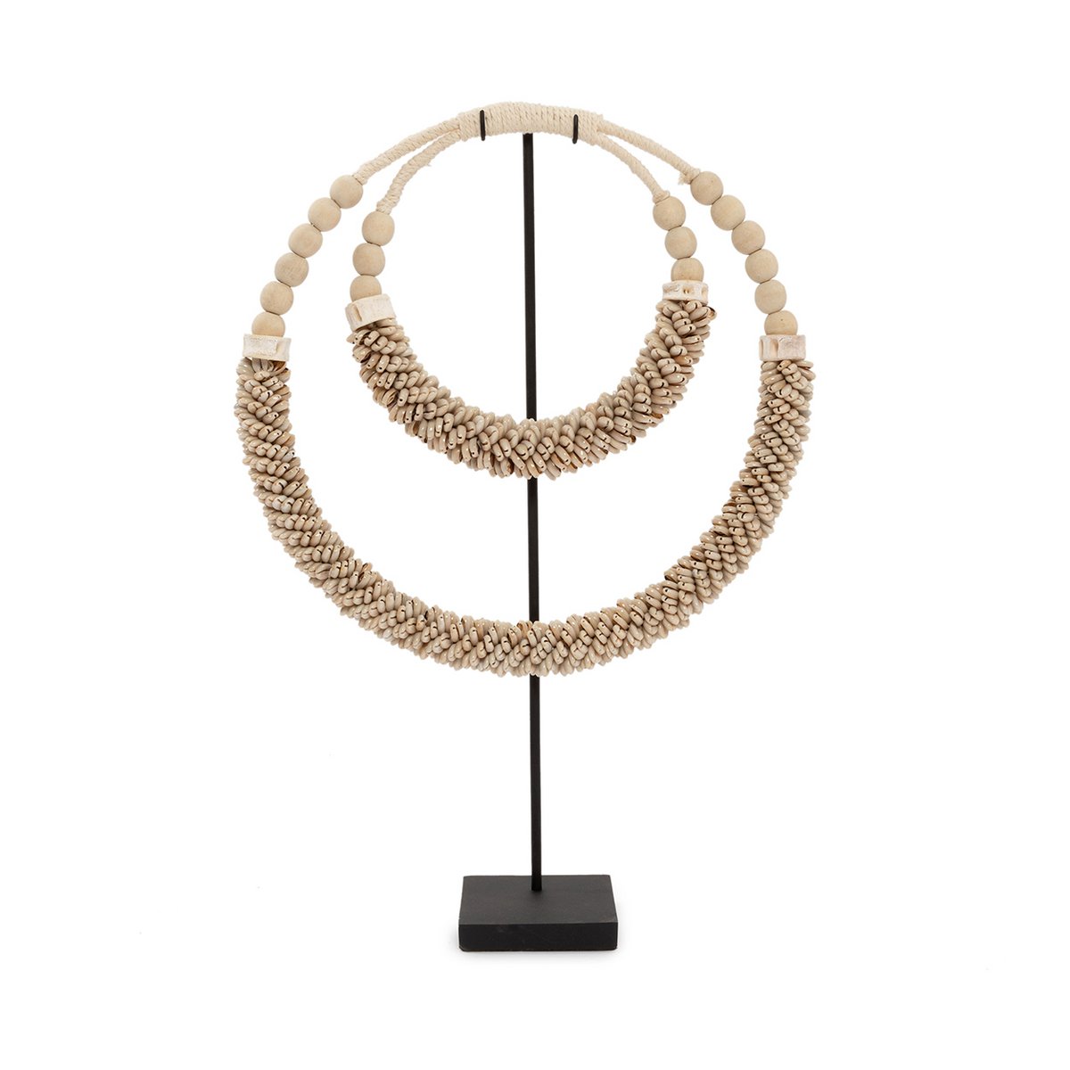 The Double Shell Necklace On Stand - Natural