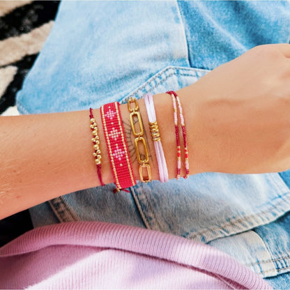 Double miyuki bracelet - red/lilac/bordeaux