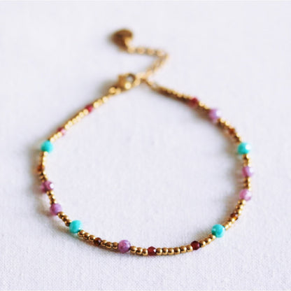 Faceted beaded bracelet - mint/lilac