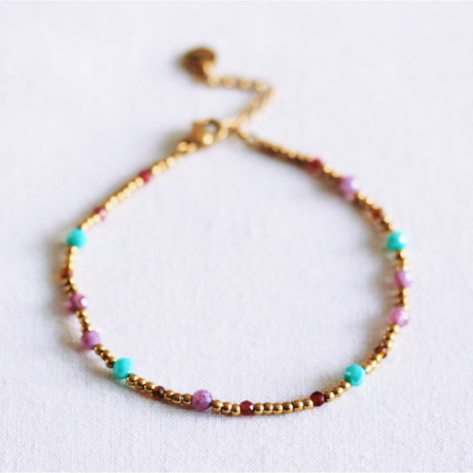 Faceted beaded bracelet - mint/lilac