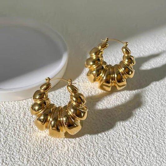 Chunky Croissant Formed Large Hoop Earrings