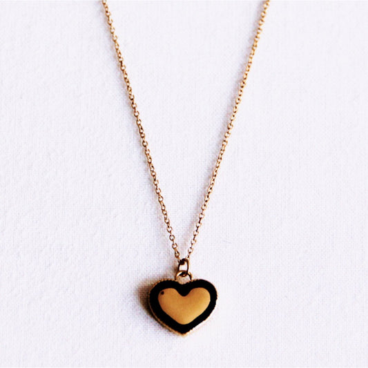 Fine necklace with dotted heart - gold/black
