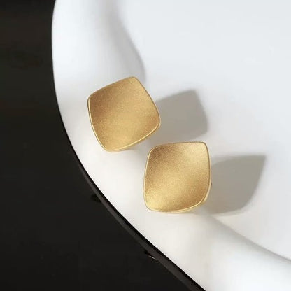 Geometric Frosted Surface Water Drop Ear Studs