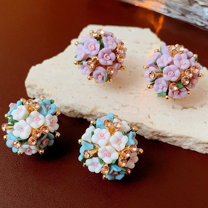Blooming Rose Bouquet Ceramic Earrings