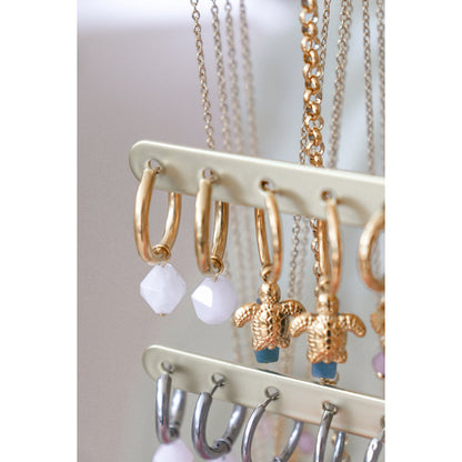 Rose Quartz Statement Earrings - Gold