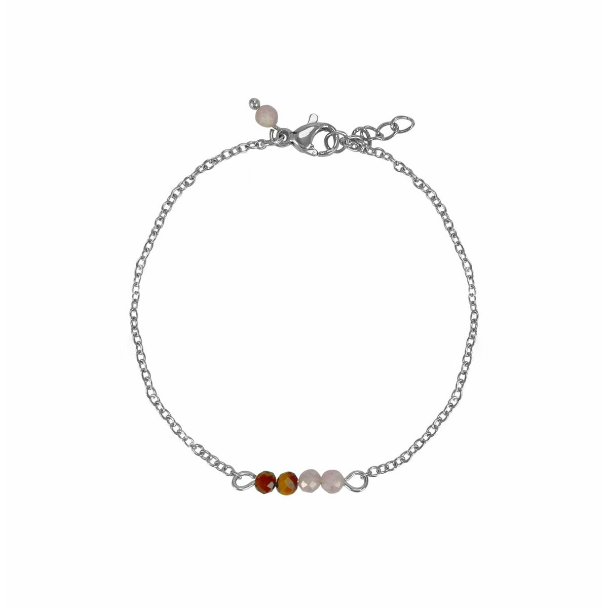 Bracelet Tiger Eye & Kunzite - Silver