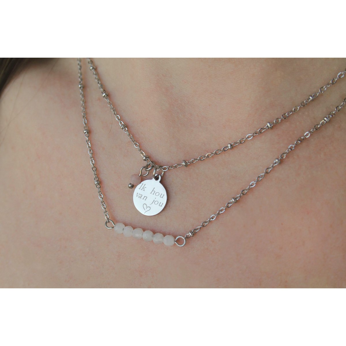 Necklace Moonstones Facet - Silver