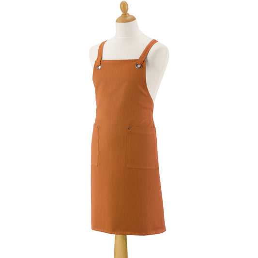 Artisan recycled kitchen apron with pockets Cinnamon 72 x 85